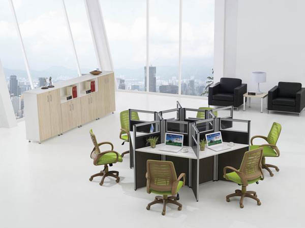 person wooden desk office partitions cubicle OP-5528