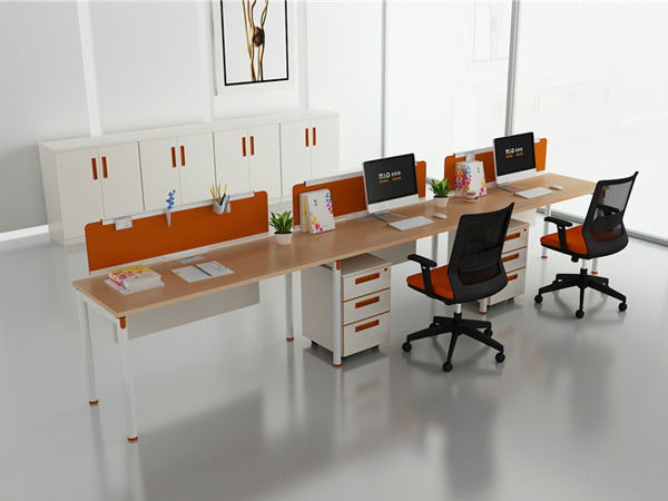 person wooden desk office partitions cubicle OP-7152