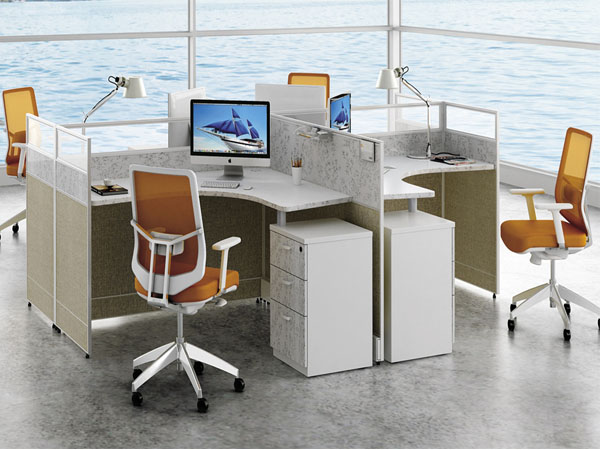 modern long table office workstation partitions OP-4514